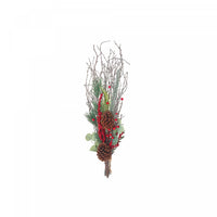Bouquet floral festif séché artificiel avec pommes de pin et eucalyptus
