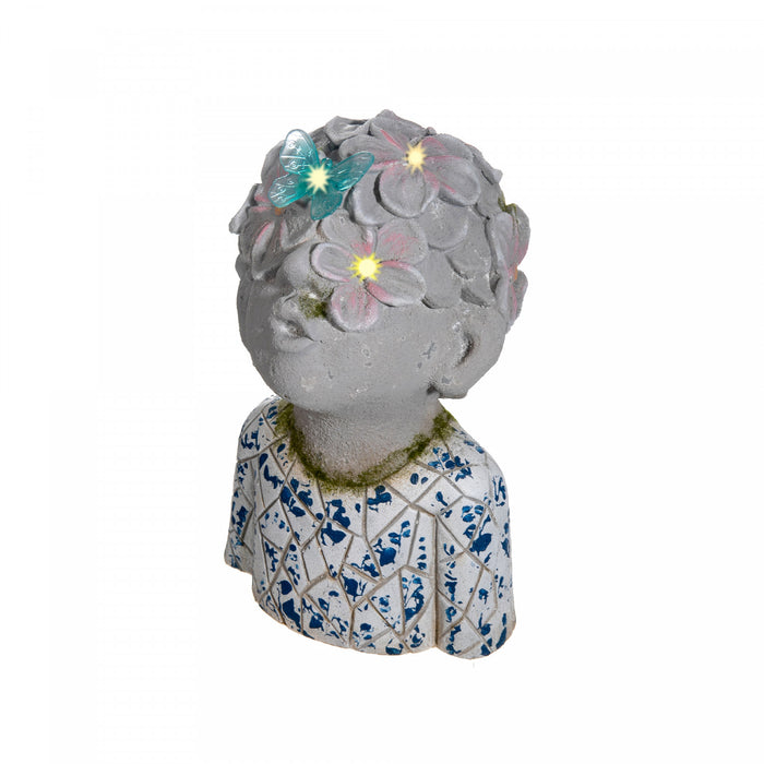 Figurine solaire en oxyde de magnésium pour l'extérieur représentant un enfant