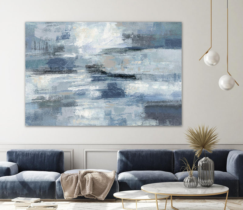 Œuvre d’art murale Giant Art « Clear Water Indigo And Gray » 72 x 48