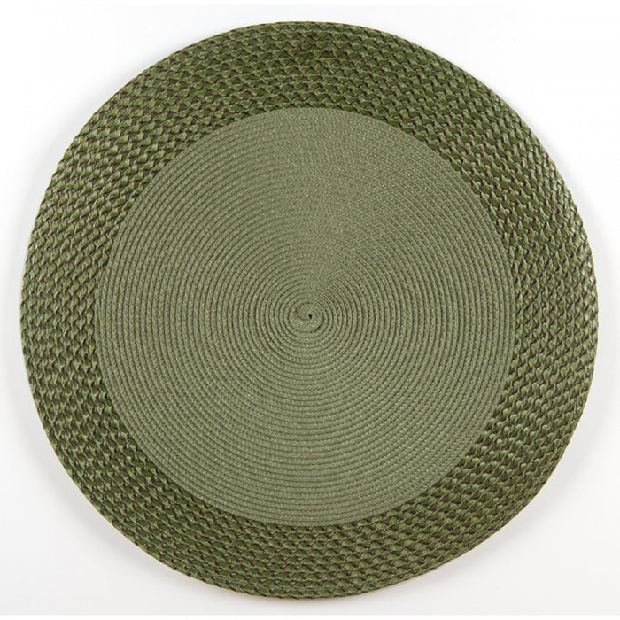 Napperon rond en vinyle avec bordure verte - ensemble de 12