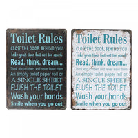 Panneau mural « Toilet Rules » en métal - ensemble de 2 décorations murales