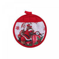 Poignée ronde ornée d’un père Noël sur un scooter - ensemble de 6
