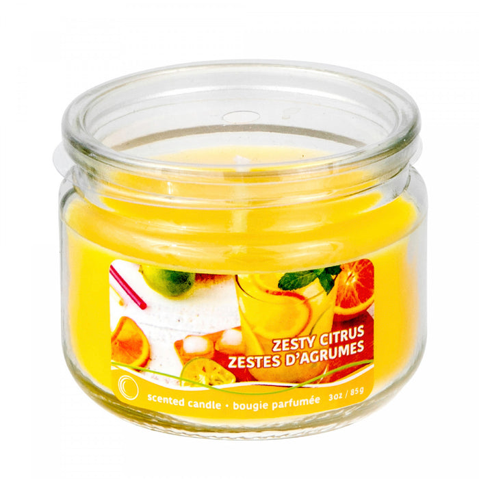 Pot parfumé de 3 oz en verre à arôme de zestes d’agrumes avec couvercle - ensemble de 2 bougies