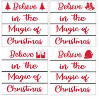 Ensemble de 4 sous-verre « Believe in The Magic of Christmas » en bois et émail