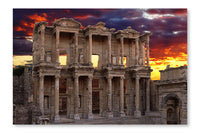 Celsus Library in Ephesus 16 po x 24 po : Oeuvre d’art murale en panneau de tissu sans cadre
