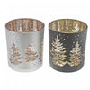 Bougeoirs d’inspiration Sainte Nuit en verre pour bougie chauffe-plats - ensemble de 2 bougeoirs