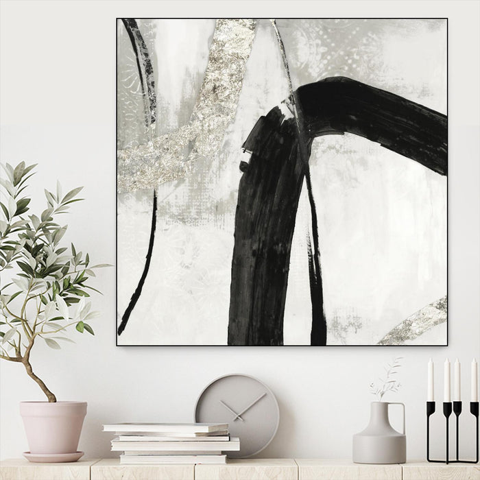 Œuvre d'art murale sur toile encadrée noire « Black Ink Ii » 20 x 20