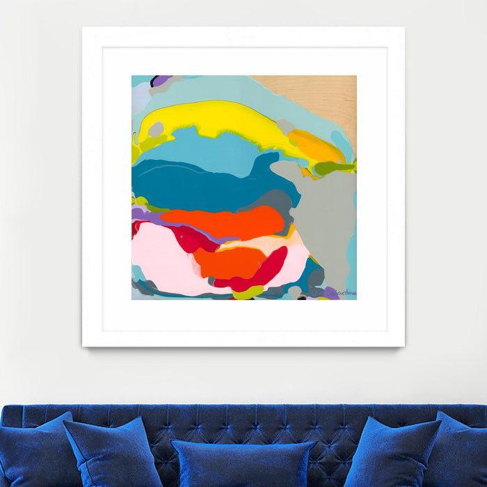 Œuvre d’art murale encadrée blanche et mate « Free Falling » 30 x 30