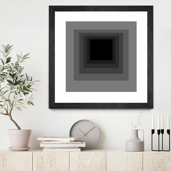 Œuvre d’art murale encadrée noire et mate « After Josef A » 36 x 36
