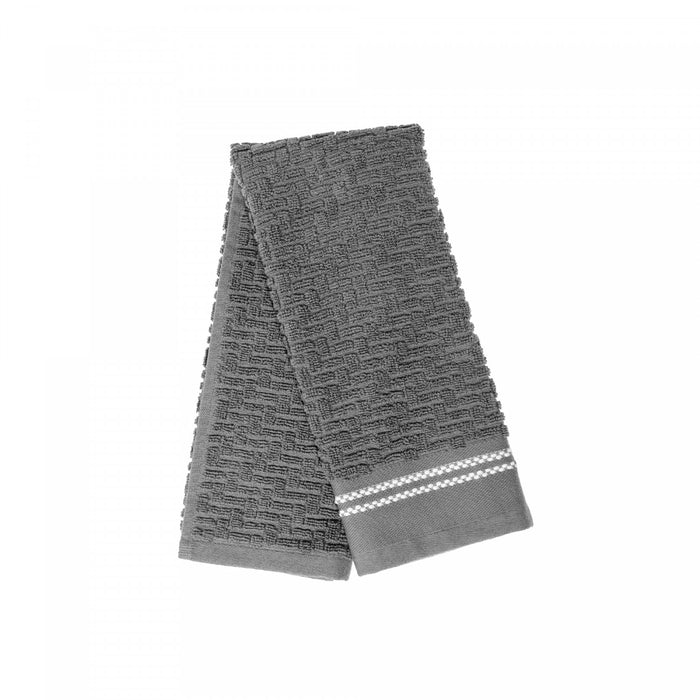 Essuie-mains brodé luxueux 16 x 27 gris froid - ensemble de 6 serviettes