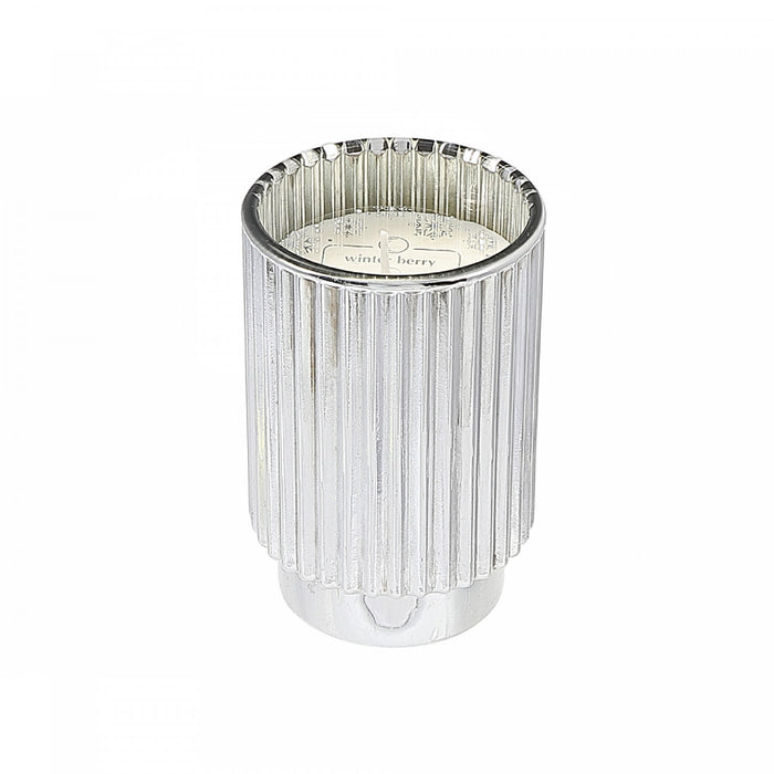 Bougie parfumée côtelée électroplaquée argent de 11,3 oz à arôme de baie d’hiver