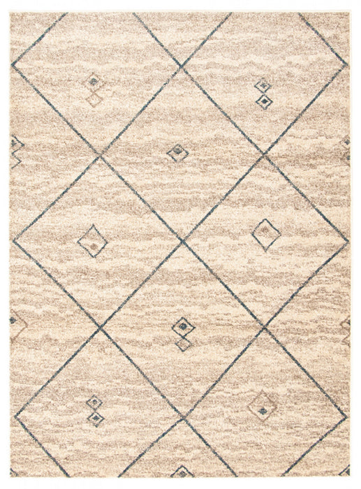 Tapis Grande Ivoire / Bleu 3pi 11 po X 5pi 7po