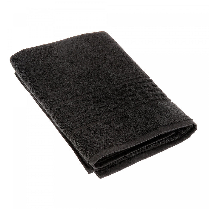 Serviette de bain nattée noire 27 x 50 - ensemble de 2 serviettes