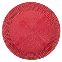 Napperon rond en vinyle avec bordure rouge - ensemble de 12