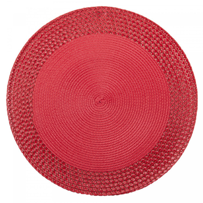 Napperon rond en vinyle avec bordure rouge - ensemble de 12