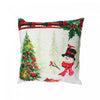Coussin à DEL 18 x 18 en velours orné d’un bonhomme de neige avec arbre - ensemble de 2 coussins