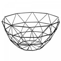 Corbeille de fruits ronde en métal noir à motifs de formes géométriques