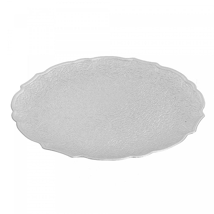 Assiette de service ronde argentée texturée de 13 po - ensemble de 6