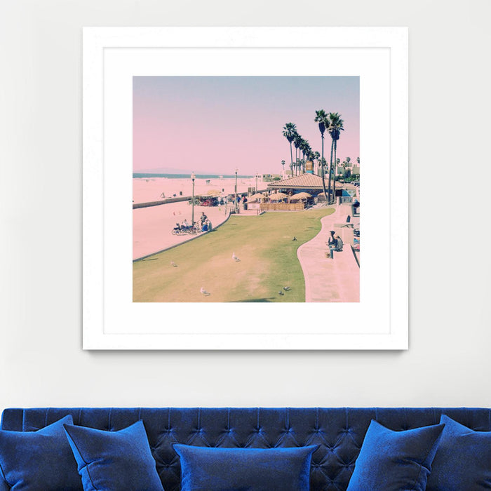 Œuvre d’art murale encadrée blanche et mate « Summer Days » 30 x 30