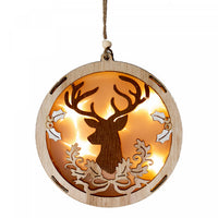 Ornement rond à découpes en bois à DEL - ensemble de 6 ornements de Noël