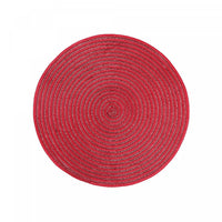 Napperon rond tissé rouge brillant - ensemble de 12