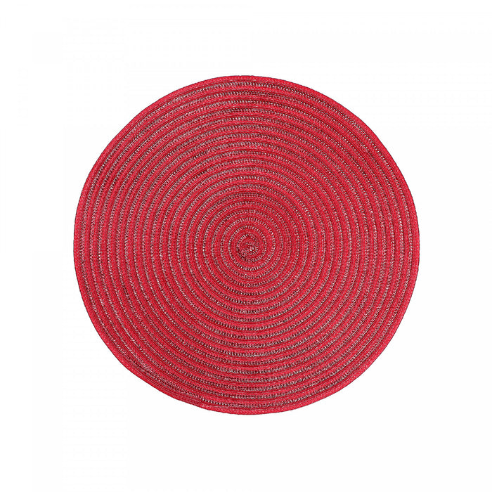 Napperon rond tissé rouge brillant - ensemble de 12