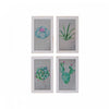 Oeuvre d'art murale cactus divers avec cadre - ensemble de 4 décorations murales