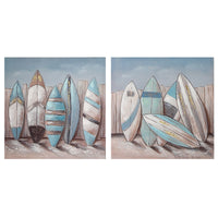 Œuvre d’art murale sur toile peinte à la main représentant des planches de surf - ensemble de 2 décorations murales