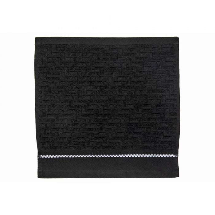Débarbouillette brodée luxueuse 12 x 12 noire - ensemble de 6 serviettes