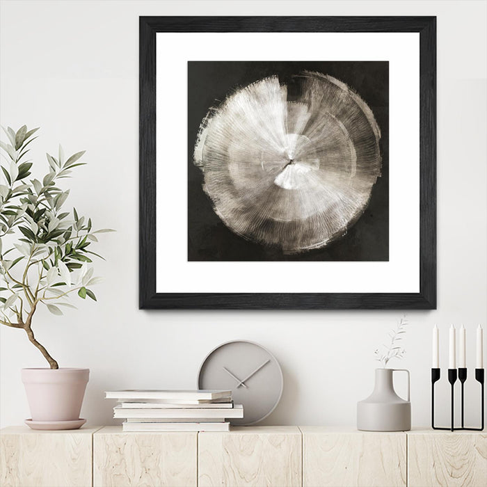 Œuvre d’art murale encadrée noire et mate « Touch Of Silver » 30 x 30