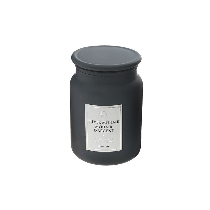 Bougie parfumée de luxe de 19 oz à arôme de mohair argent avec couvercle en verre - ensemble de 2