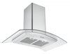 Hotte de cuisinière pour îlot Ancona IGCC636 de 36 po en verre et en acier inoxydable - AN-1405
