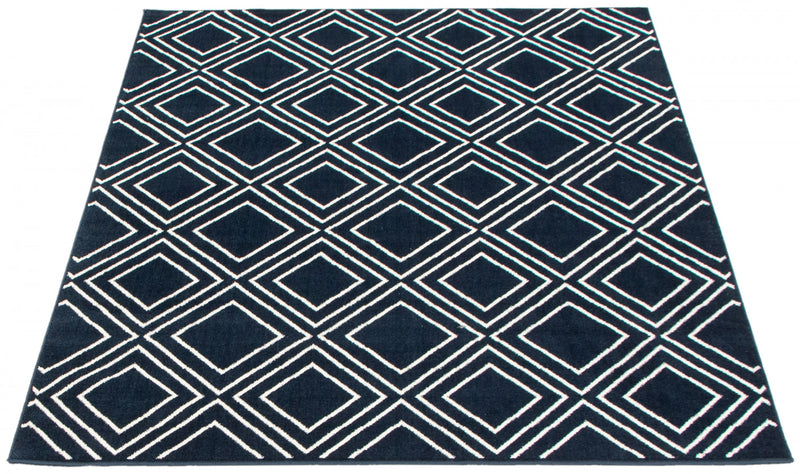 Carpette August bleu marine géodeblanc 7 pi 10 po x 10 pi 2 po