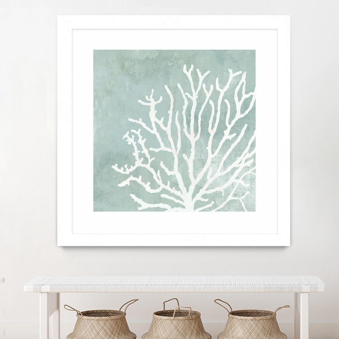 Œuvre d’art murale encadrée blanche et mate « Sea Crown Ii » 30 x 30