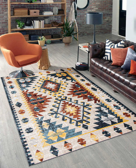 Carpette Mosaic taupe et cuivre lavable à la machine - 8 pi 0 po x 10 pi 0 po