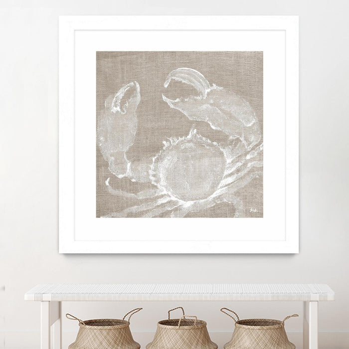 Œuvre d’art murale encadrée blanche et mate « Neutral Surf Side I » 36 x 36