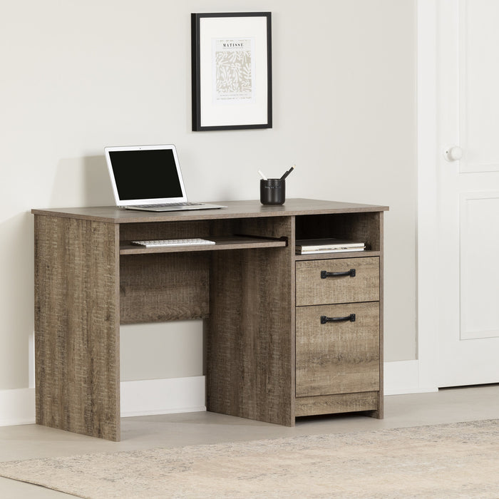 Bureau Tassio avec plateau pour clavier - chêne vieilli 