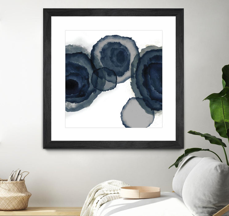 Œuvre d’art murale encadrée noire et mate « Blotted Ink Ii » 36 x 36