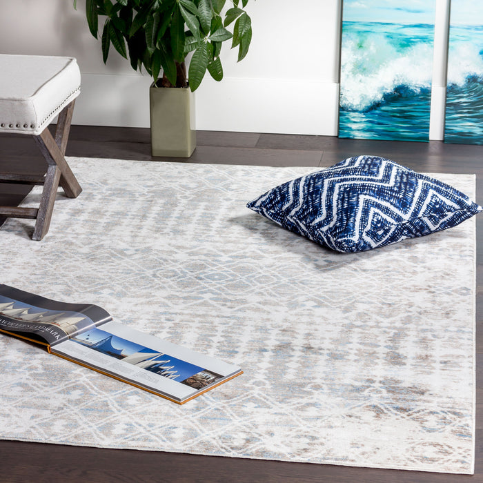 Carpette Shi bleue à motifs marocains 3 x 5