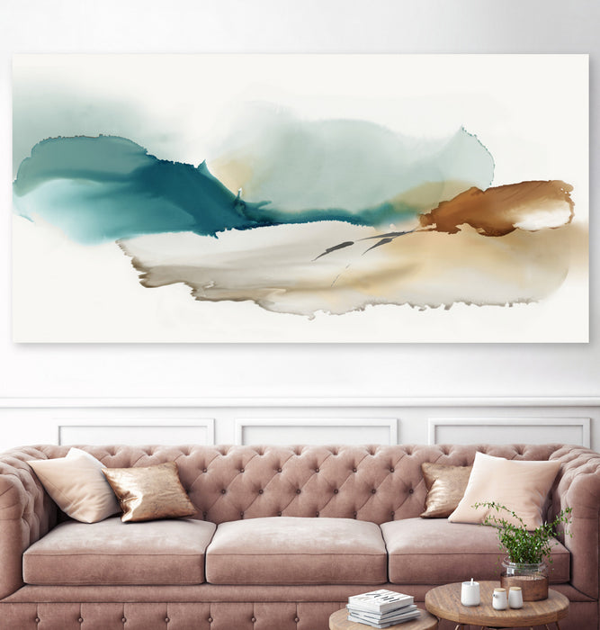 Œuvre d’art murale Giant Art « Inky Blue Mountains » 72 x 36