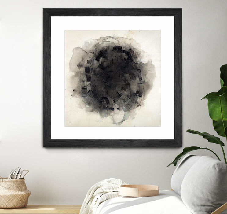 Œuvre d’art murale encadrée noire et mate « Positives And Negatives I » 30 x 30