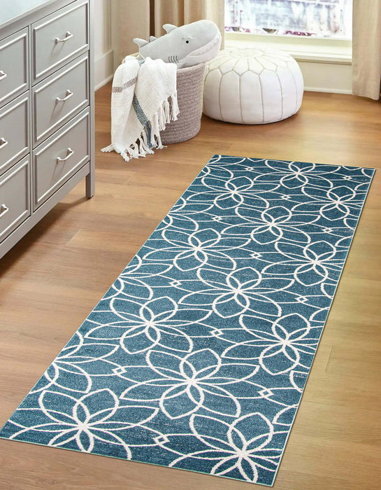 Carpette Terali turquoise lavable à la machine - 2 pi 6 po x 8 pi 0 po