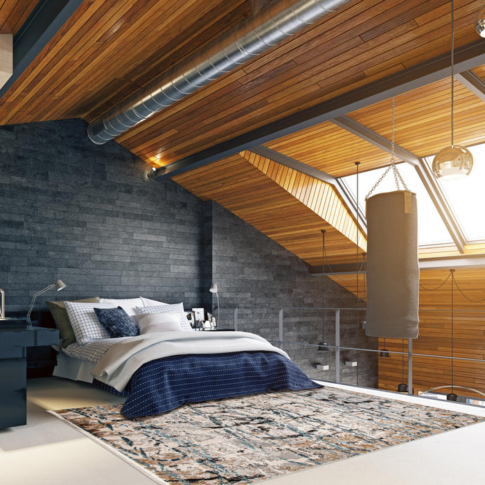 Carpette Tahi grise, bleuetaupe 6 pi 7 po x 9 pi 6 po