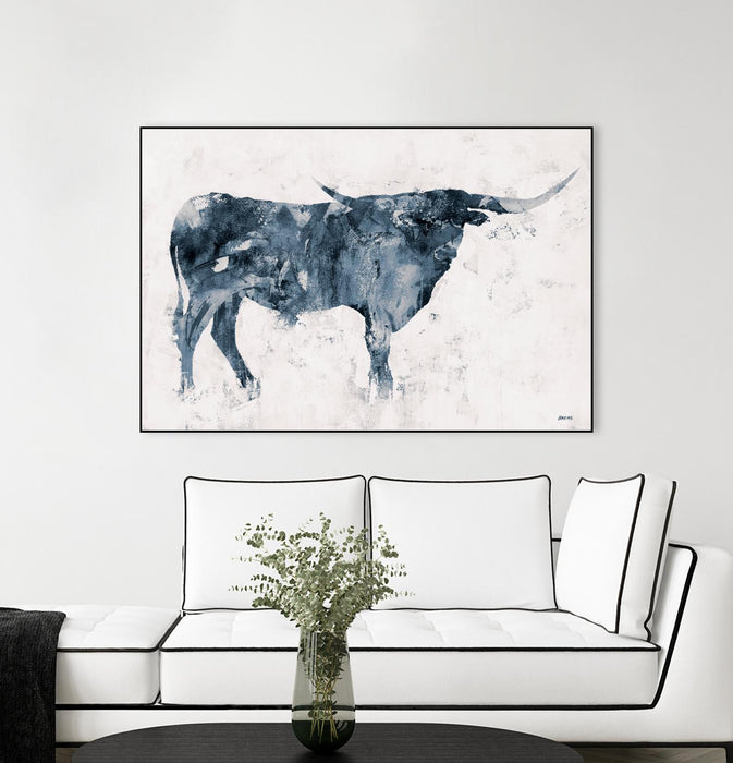 Œuvre d’art murale sur toile encadrée noire « Longhorn V2 » 36 x 24