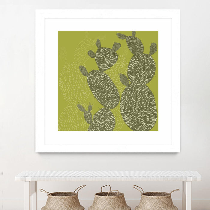 Œuvre d’art murale encadrée blanche et mate « Opuntia Ii » 36 x 36