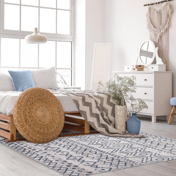 Carpette Dita bleue - 5 pi 3 po x 7 pi 3 po