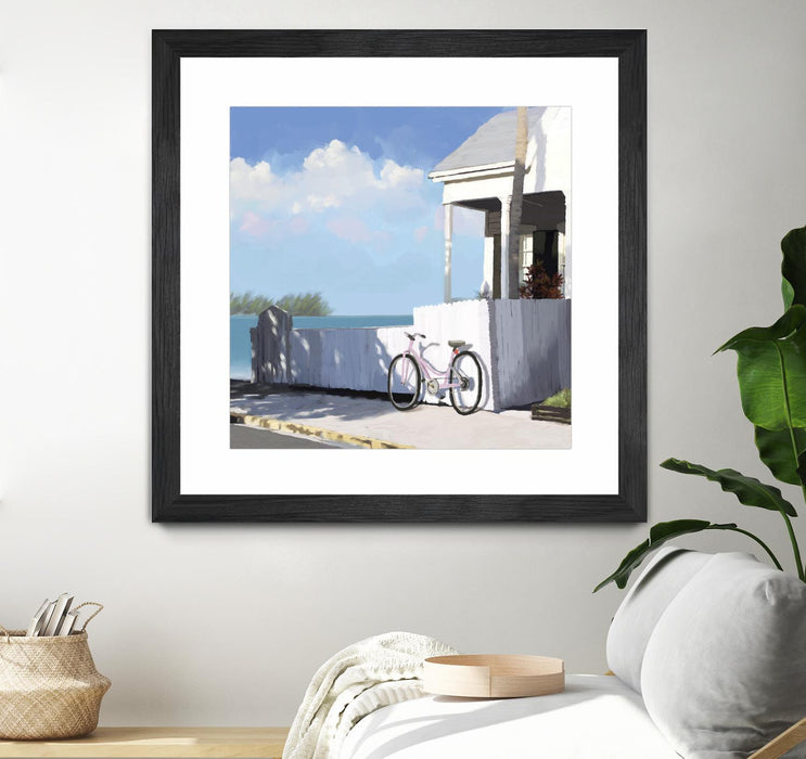 Œuvre d’art murale encadrée noire et mate « Key West Cabana Ii » 36 x 36
