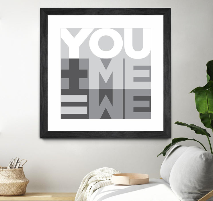 Œuvre d’art murale encadrée noire et mate « You Me We I » 30 x 30