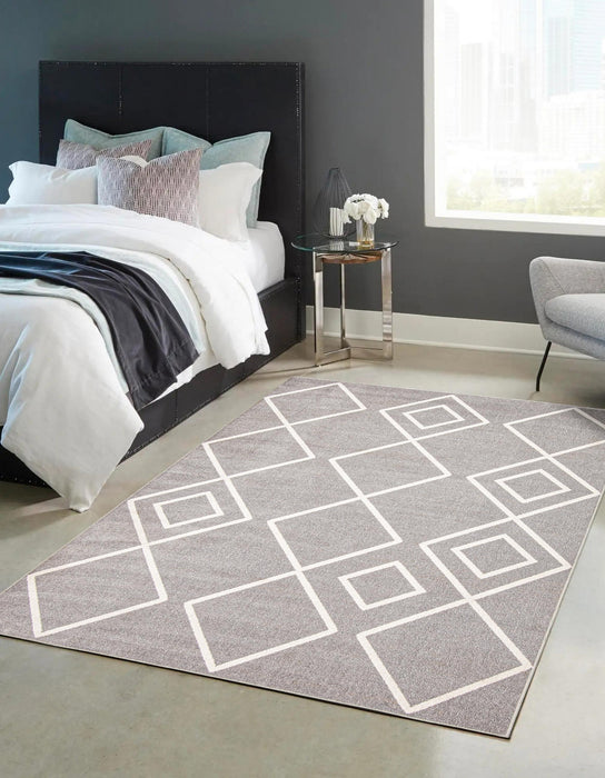 Carpette Kenza grise lavable à la machine - 5 pi 0 po x 7 pi 0 po