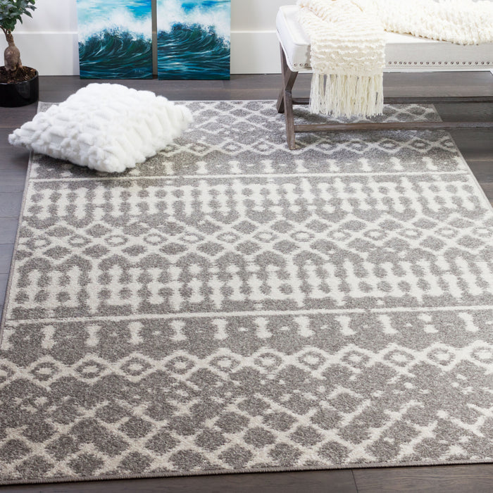 Carpette Lavan grise à motifs marocains 5 x 8